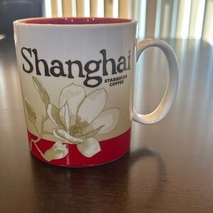 Starbucks Shanghai Mug with Red and Cream Floral Design